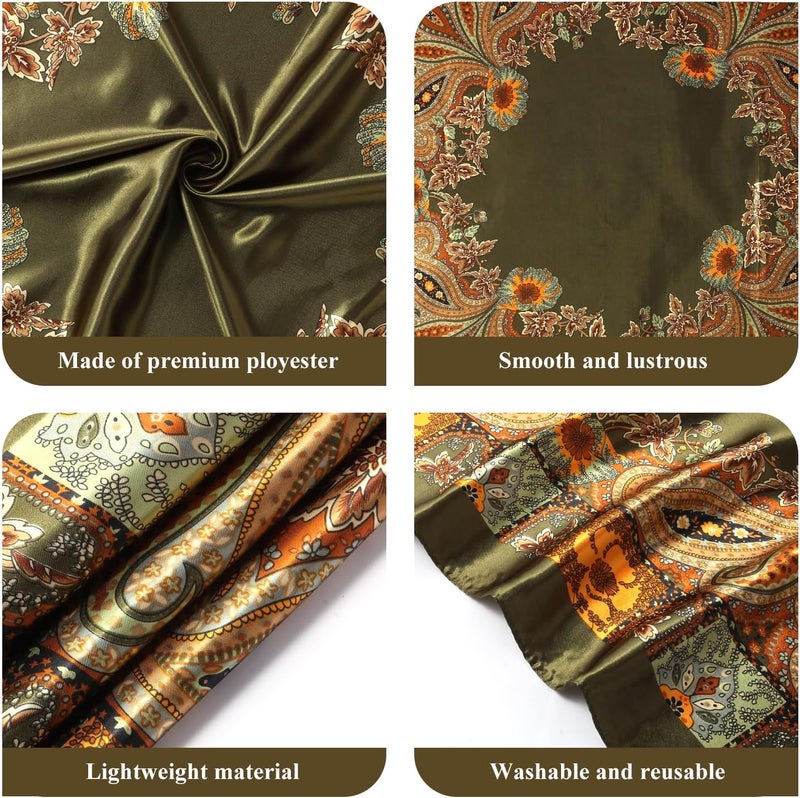 VBAEI 35” Large Square Satin Head Scarf - 1Pcs Satin Hair Scarf Silk Bandana Head Wraps For Women - Image 4